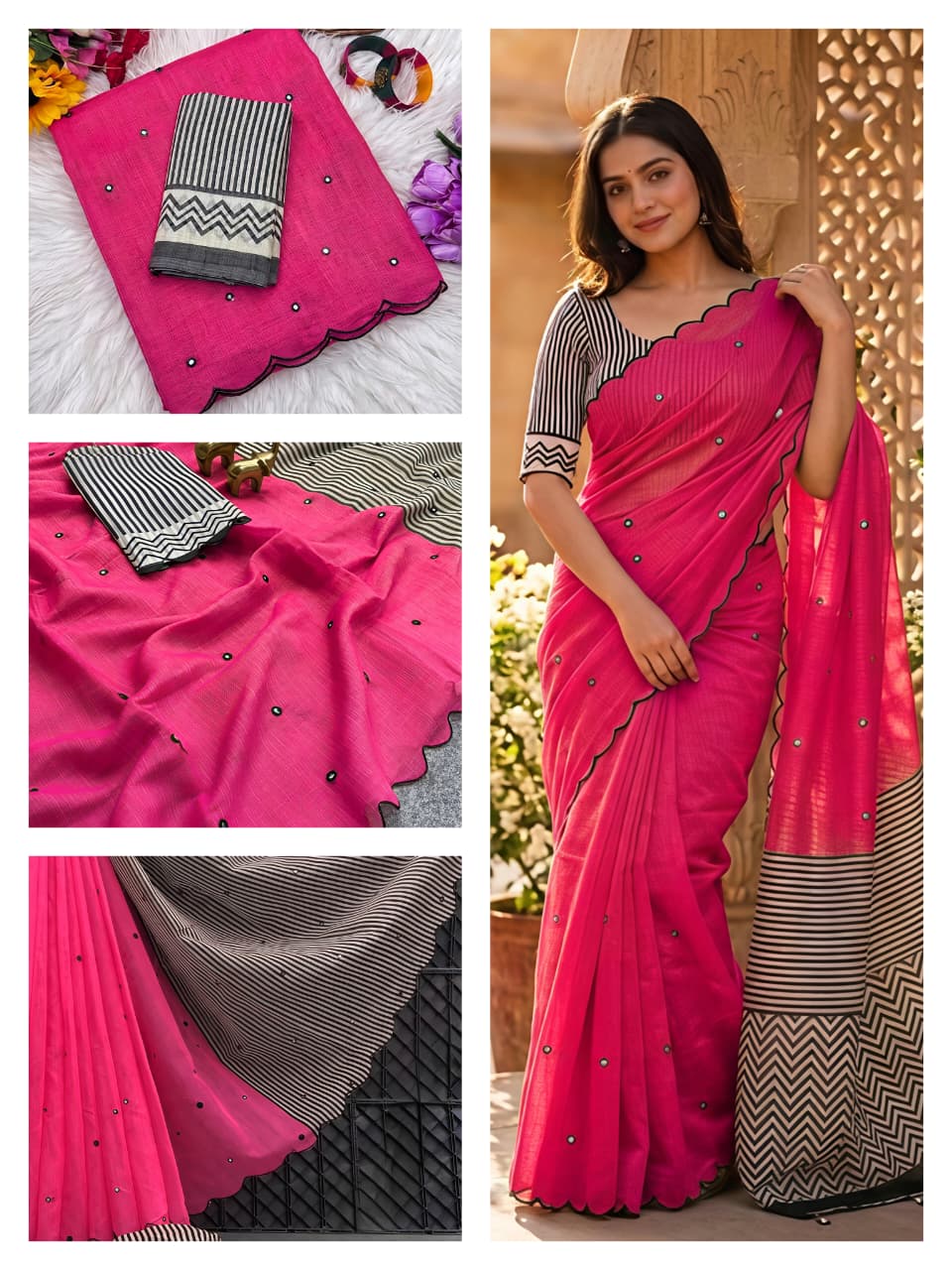 Mirror Work Fancy Sarees