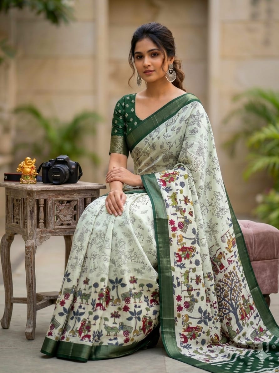 Kalamkari-Inspired Cotton Silk Saree