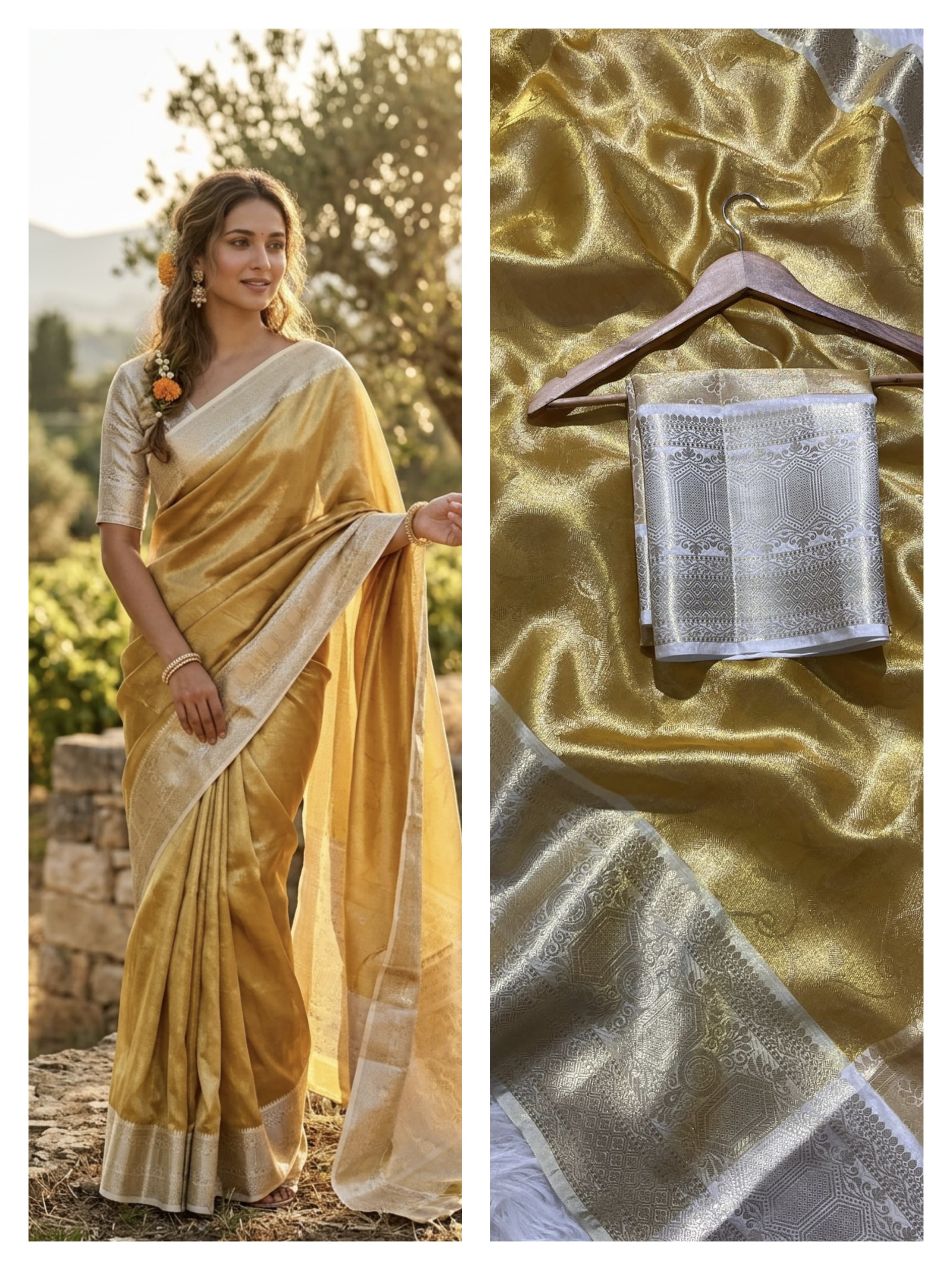 Party wear semi Tissue silk Sarees
