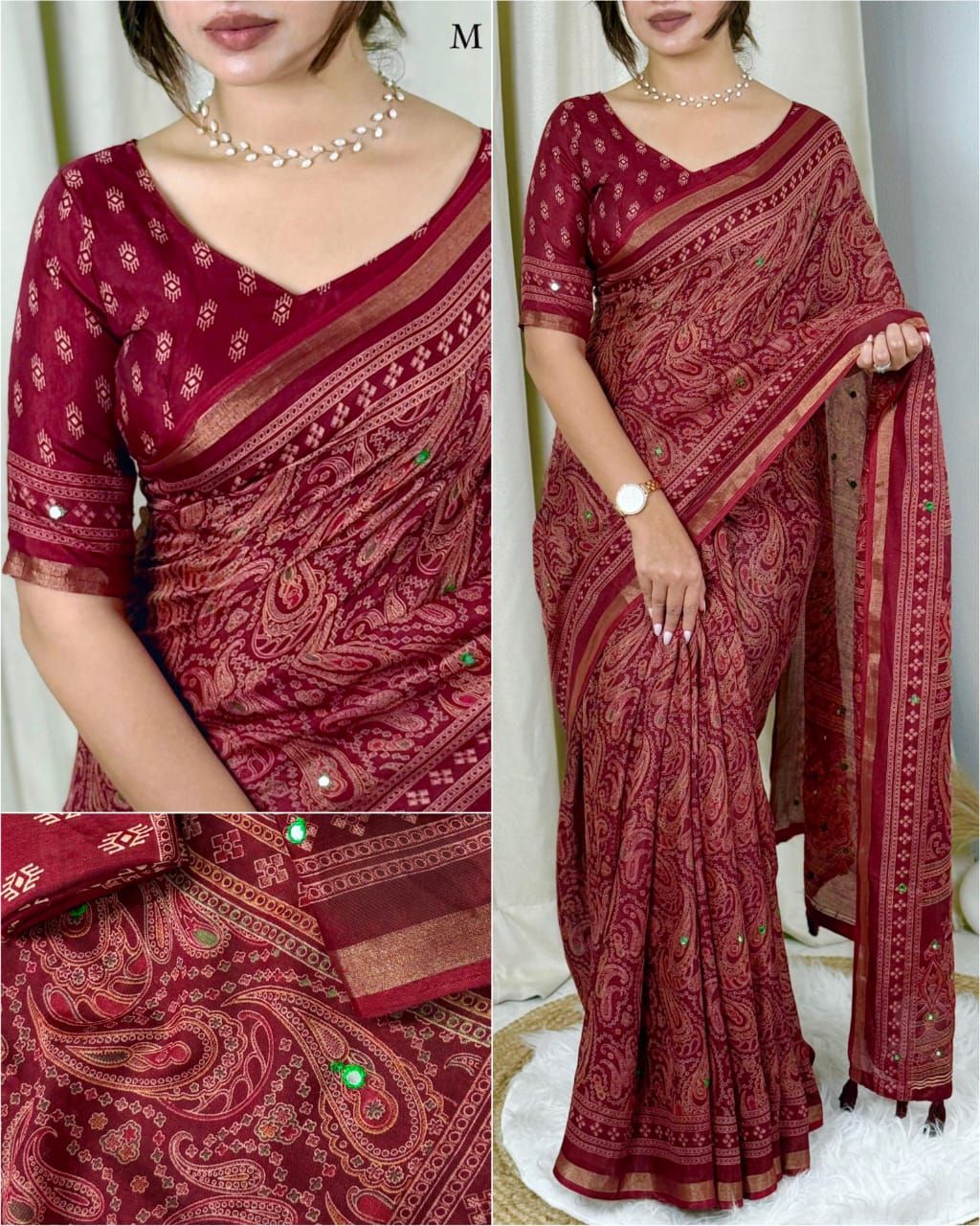 AJRAKH KALAMKARI COTTON BLEND SAREE