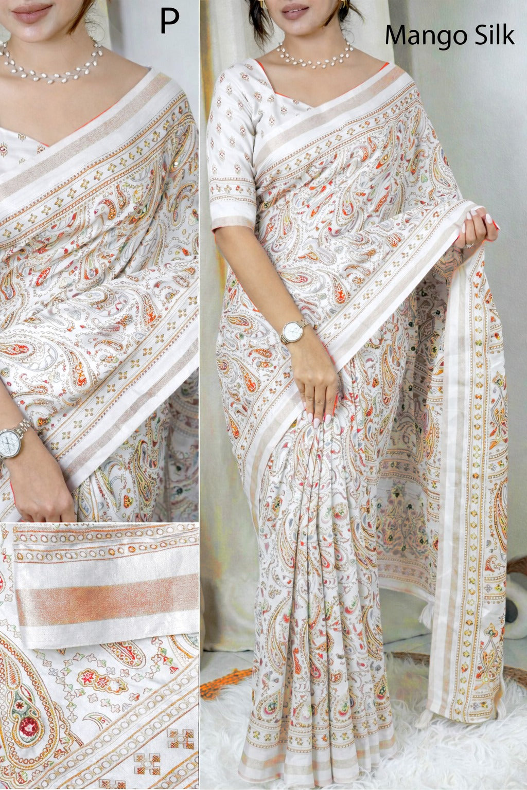 AJRAKH KALAMKARI COTTON BLEND SAREE