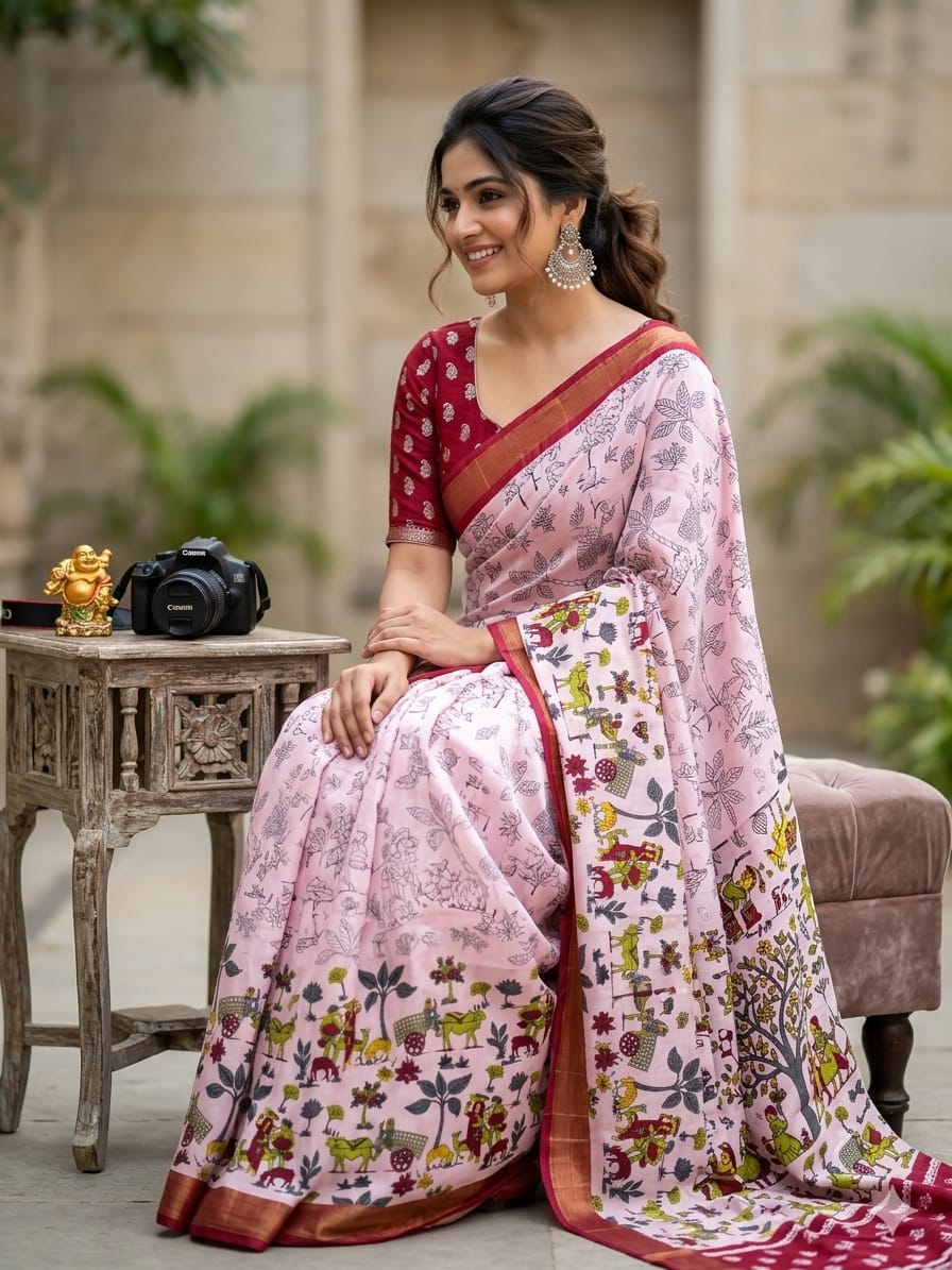 Kalamkari-Inspired Cotton Silk Saree