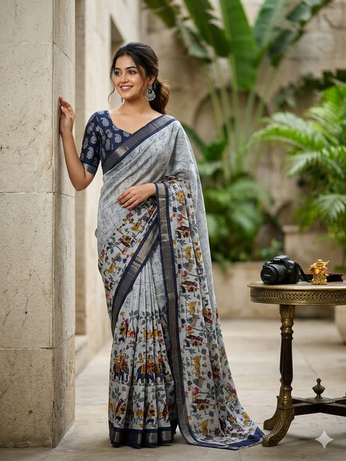 Kalamkari-Inspired Cotton Silk Saree