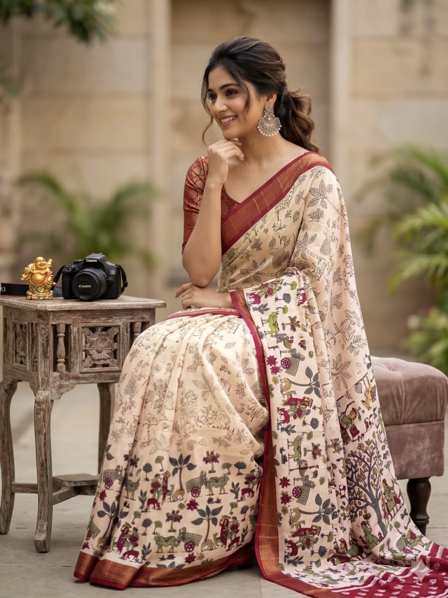 Kalamkari-Inspired Cotton Silk Saree