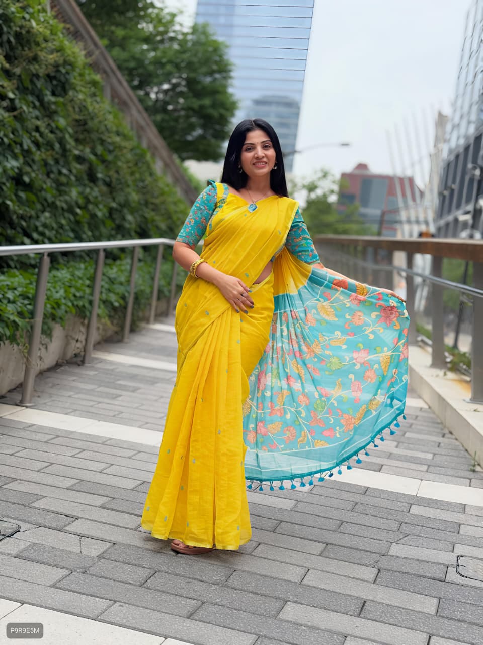 Fancy with yellow kalamkari Saree