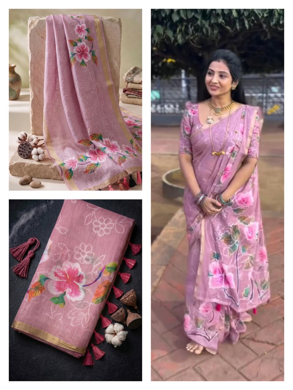 🍁New Linen Cotton Sarees🍁