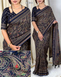 AJRAKH KALAMKARI COTTON BLEND SAREE